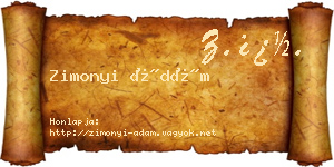 Zimonyi Ádám névjegykártya