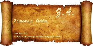 Zimonyi Ádám névjegykártya